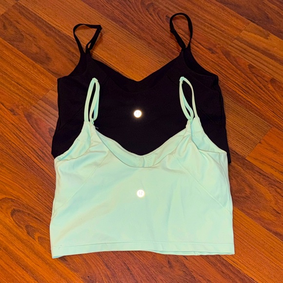 Lululemon Align Cropped Cami Tank Shelf Bra 
Size 8 Black Ideal Mint Light Green - Picture 1 of 6